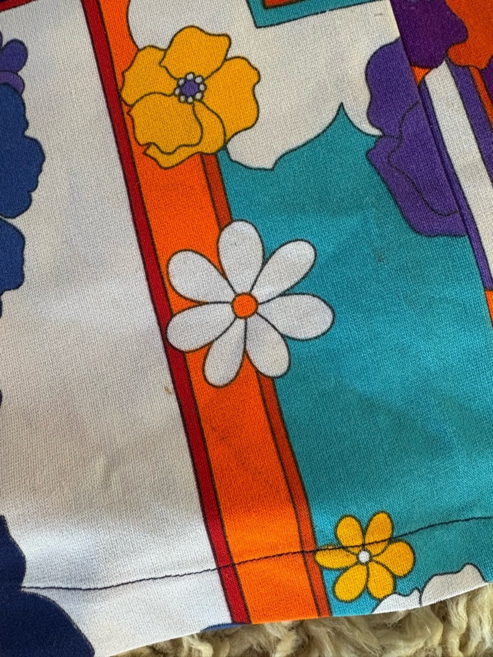 Women’s Vintage 70s Handmade Geo Flower Print Retro Skirt - Picture 9 of 9